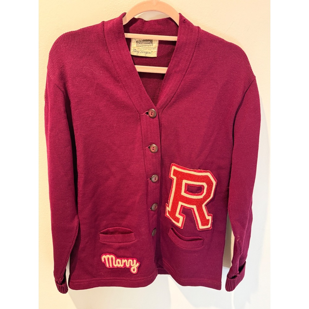 Vintage 70s Coleman Knitting Mills Varsity Letterman Wool Cardigan Sweater